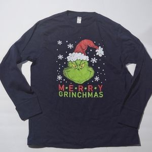 Merry Grinchmas Christmas Youth Small Navy Long Sleeve Shirt (NWOT)